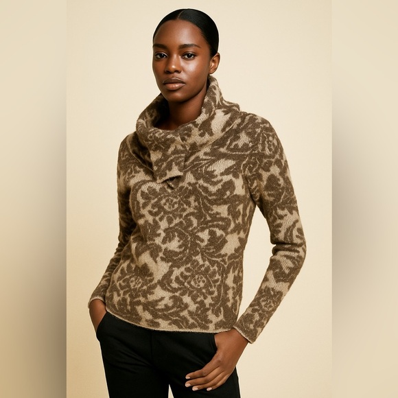 Chico's Brown and Cream Cowl Neck Sweater - Picture 10 of 10